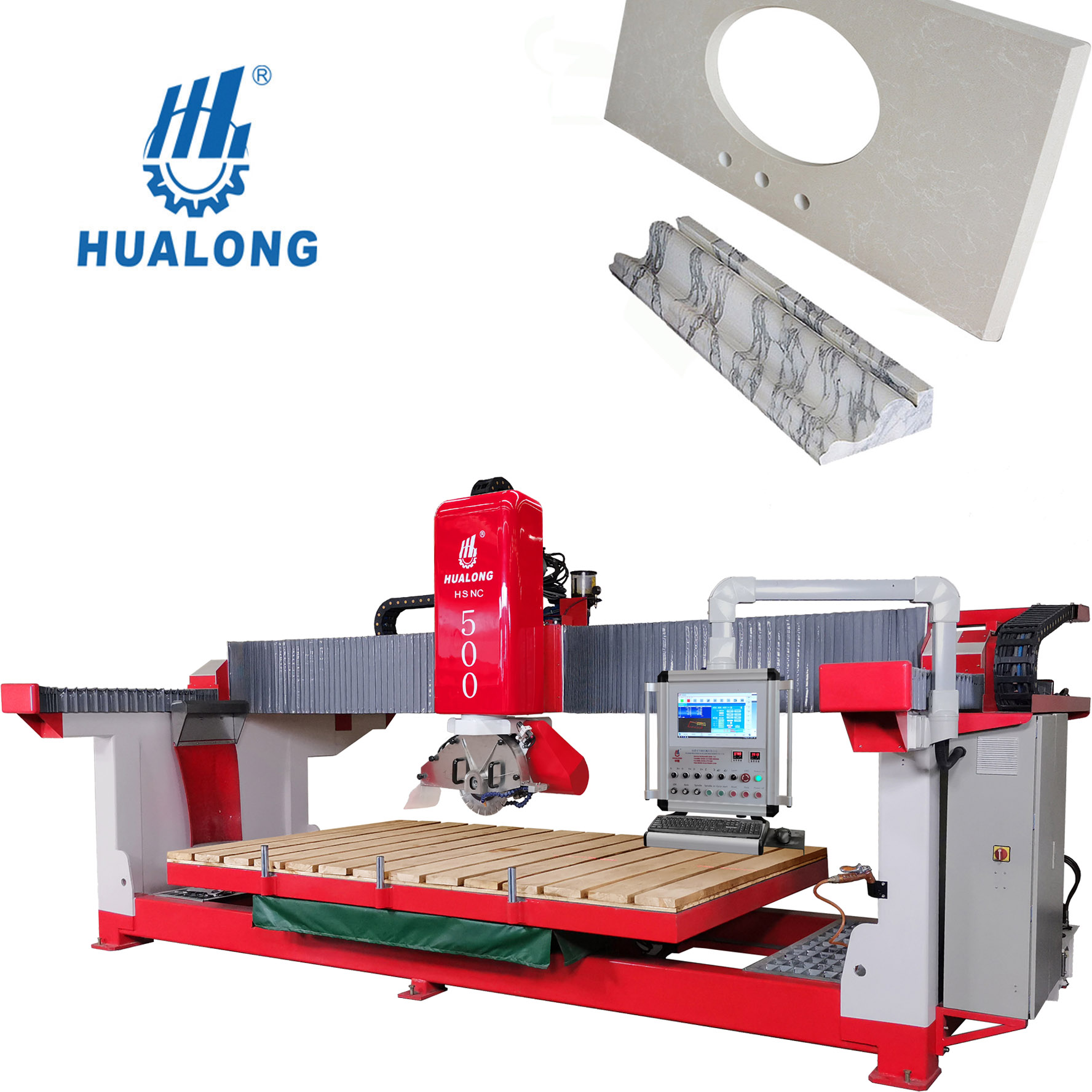 Hualong Machinery HSNC-500 Découpeuse de pierre de pont entièrement automatique avec fonction de fraisage de comptoir