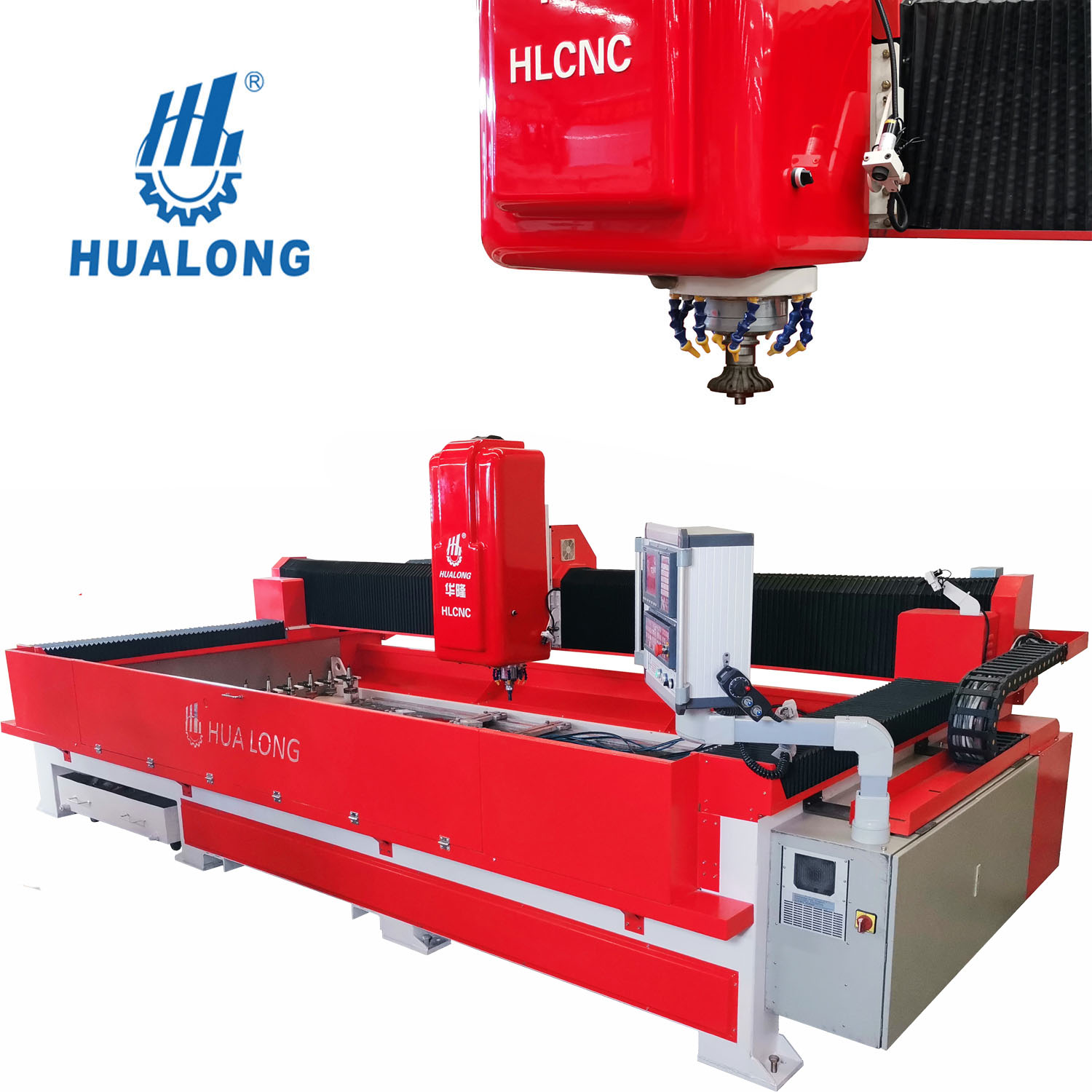HUALONG 3 axes CNC machines de pierre HLCNC-3319 centre de machine de gravure d'avion de traitement de granit pour la coupe de comptoirs